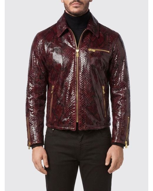 Billionaire Red Python Leather Jacket for men