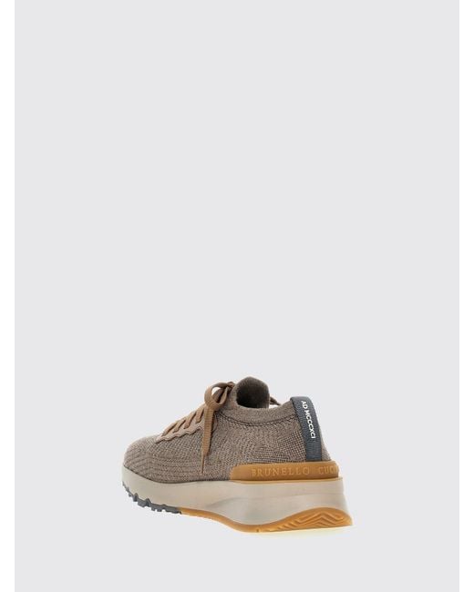 Brunello Cucinelli Brown Low-Top Knit Sneakers for men