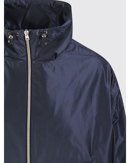 Herno Blue Short Water-Repellent Taffeta Windbreaker Jacket With Hood And High Neck