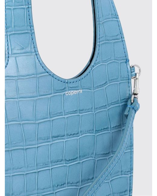 Coperni Blue Heart Croc-Print Leather Tote Bag