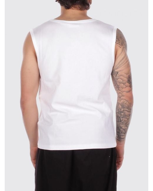 Gcds White Cotton Tank Top With Logo for men