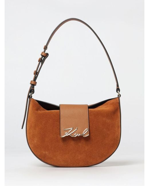 Karl Lagerfeld Brown Suede Bag