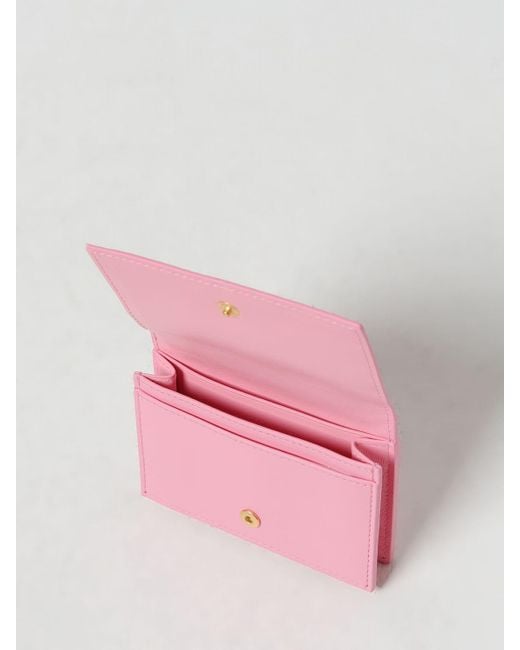 Porta biglietti da visita Cassette in nappa intrecciata di Bottega Veneta in Pink