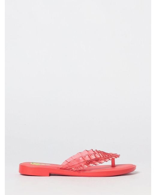 Melissa X Ganni Pink Ruched Pvc Thong Sandals With Low Heel