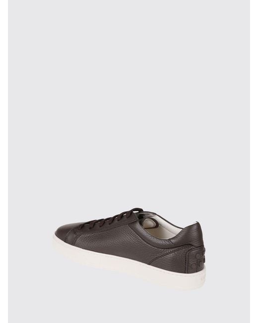 Tod's Brown Low-Top Hammered Calfskin Sneakers With Heel Rubber Pebbles for men