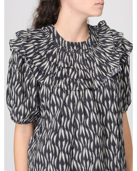 Ulla Johnson Gray Mira Printed Cotton Blend Blouse