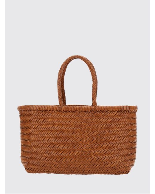 Dragon Diffusion Brown Woven Leather Handbag With Double Handle