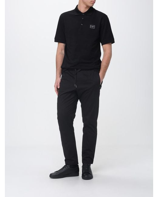 Dolce & Gabbana Black Dolce &Amp Gabbana Stretch Cotton Slim Fit Trousers for men