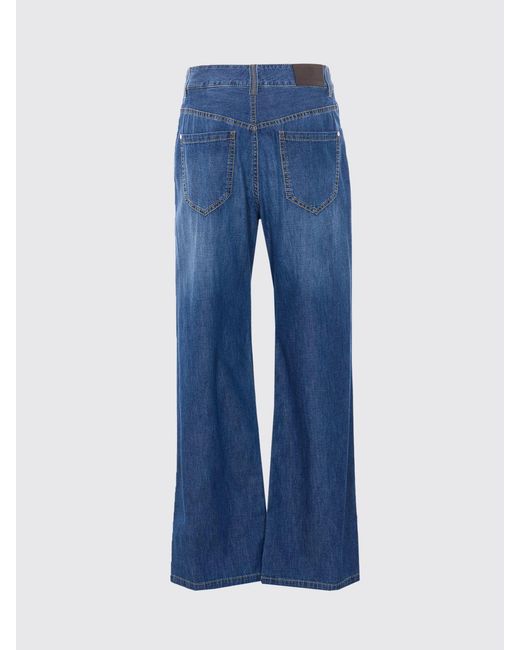 Brunello Cucinelli Blue Flared Denim Jeans With Monile