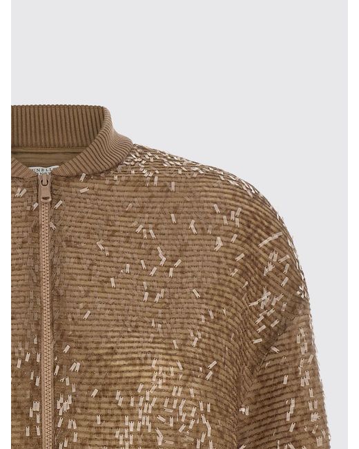 Brunello Cucinelli Natural Sequined Silk Bomber Jacket
