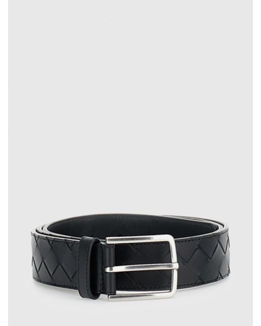 Bottega Veneta Gray Intrecciato Leather Belt for men
