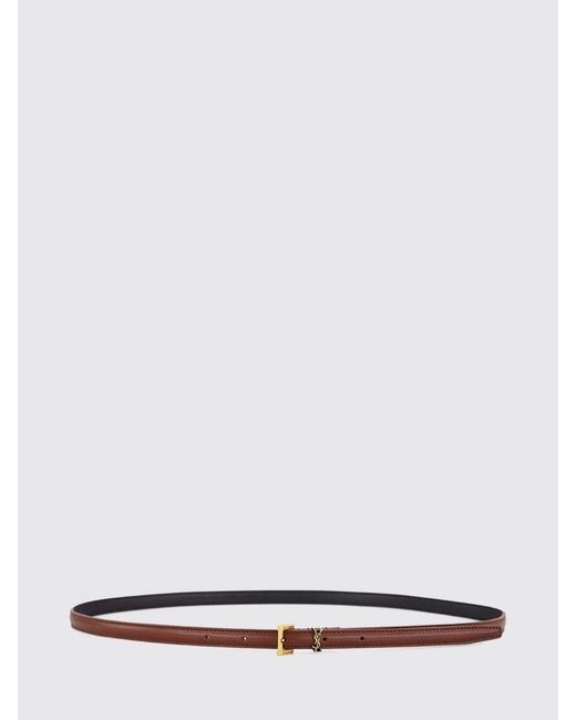 Saint Laurent White Smooth Calfskin Leather Belt With Ysl Monogram Buckle