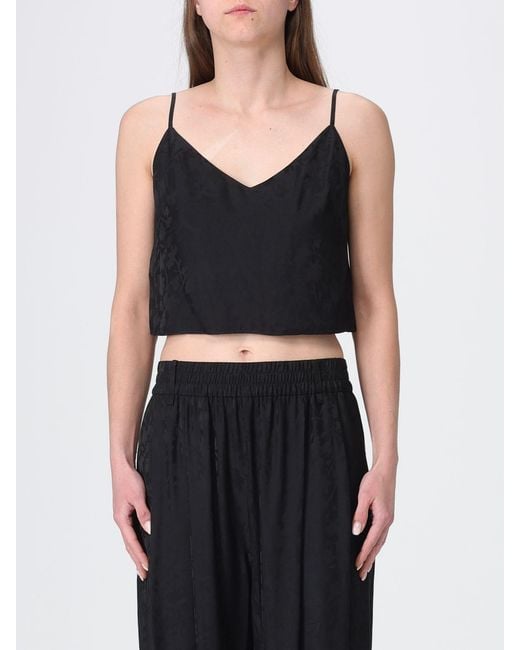 Pinko Black Alpago Viscose Blend Crop Top
