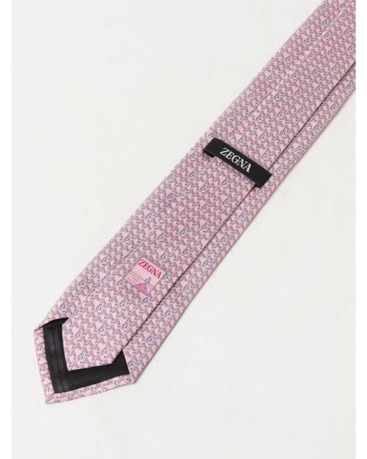 Cravatta in seta stampata di Zegna in Pink da Uomo