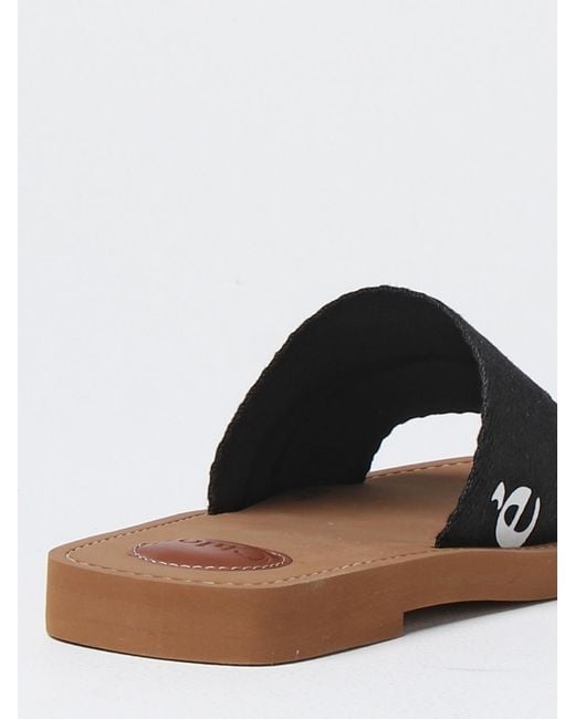 Chloé Black Chlo&Eacute Fabric And Rubber Sliders