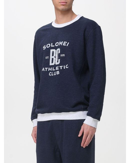Brunello Cucinelli Blue Cotton Crew Neck Sweatshirt With Logo for men