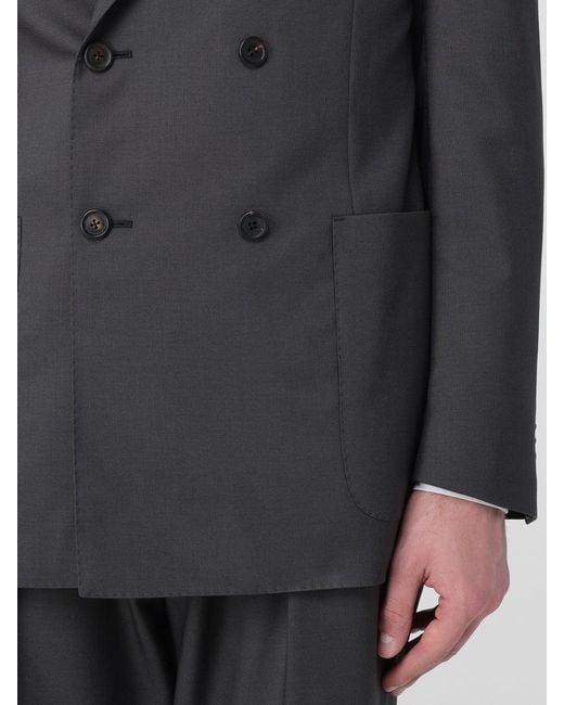 Corneliani Gray Double-Breasted Virgin Wool Suit for men