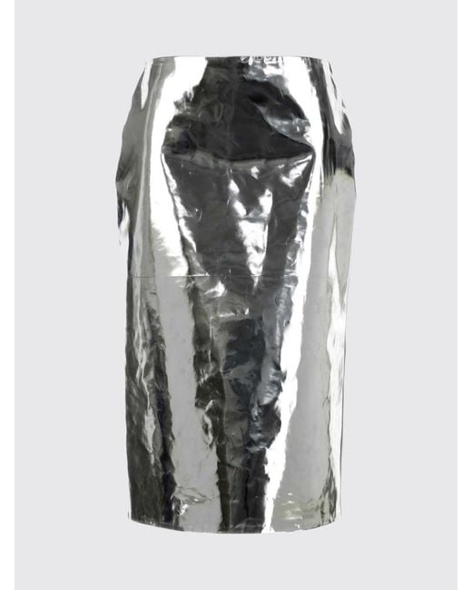 Jil Sander Metallic High-Waisted Laminated Leather Midi Pencil Skirt