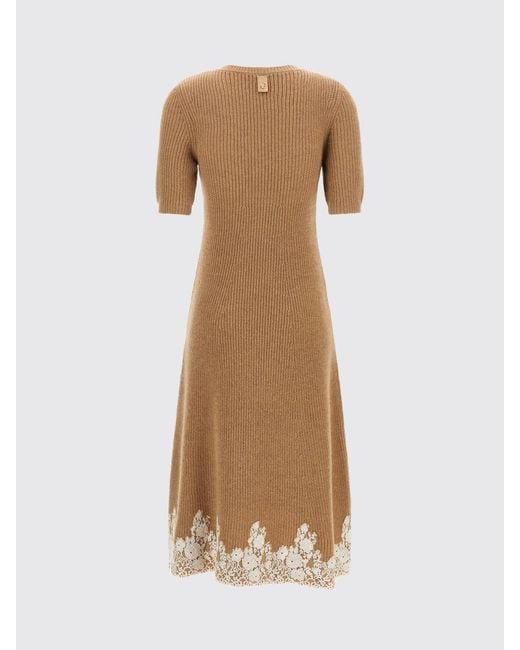 Alberta Ferretti Natural Midi Knit Dress