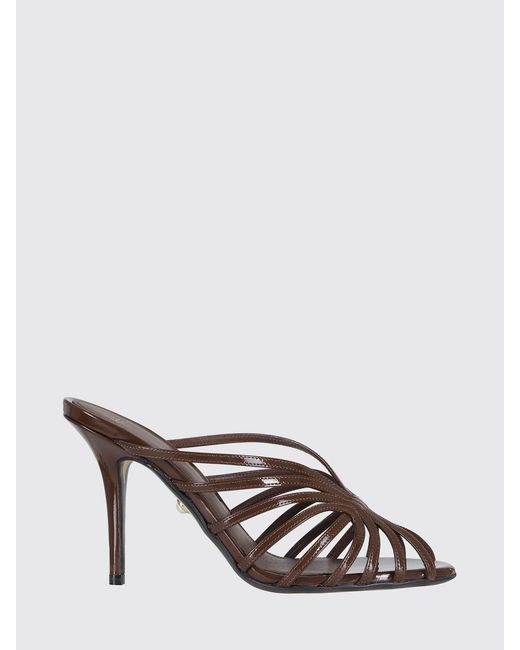 ALEVI Metallic Patent Leather Mules Sandals With High Stiletto Heel