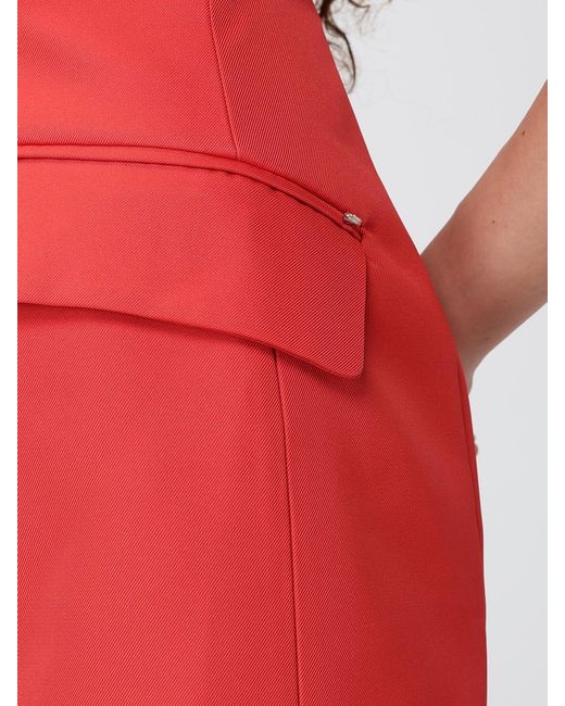 Sportmax Red Crêpe Pleated Dress