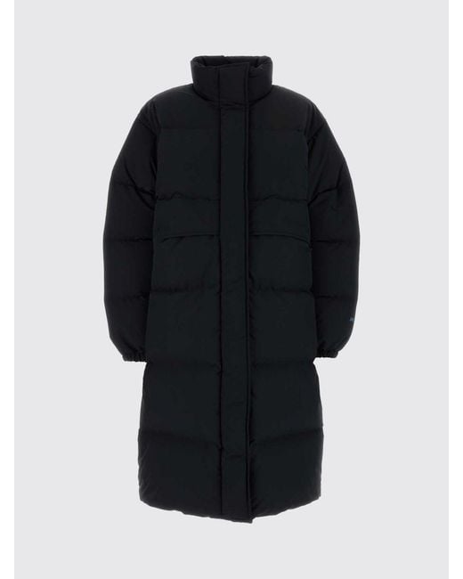 Jil Sander Blue Long Quilted Polyester Puffer Jacket With Funnel Neck