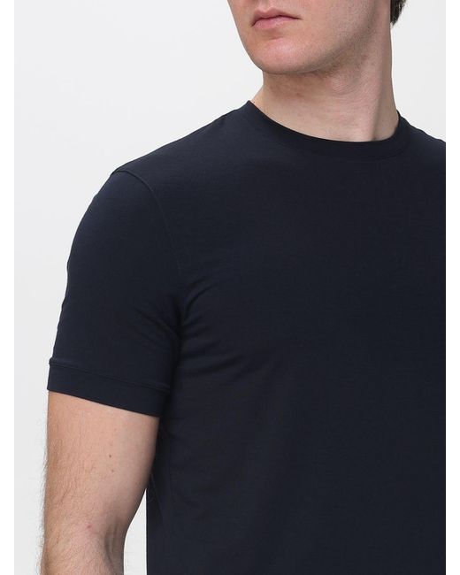 Giorgio Armani Blue Basic Viscose Jersey T-Shirt for men