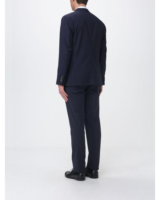 Boglioli Blue Single Breasted Stretch Wool Blend Suit for men