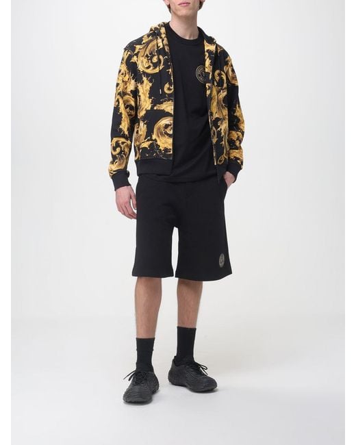Versace Jeans Couture Blue Hoodie With Baroque Print for men