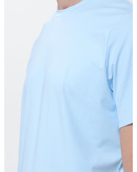 Peuterey Blue Cotton Blend T-Shirt With Logo for men