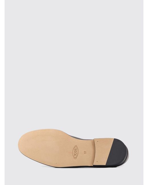 Tod's White Flat Smooth Leather Loafers With Metallic Logo