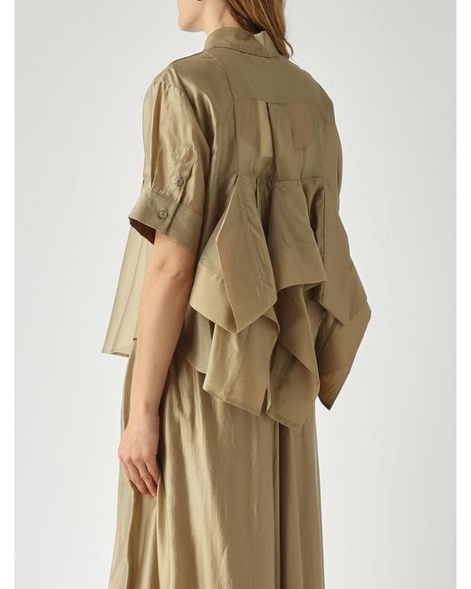 MEIMEIJ Natural Lyocell Blend Shirt With Ruffles