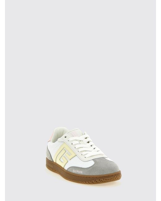 Balmain White Swan Leather Sneakers