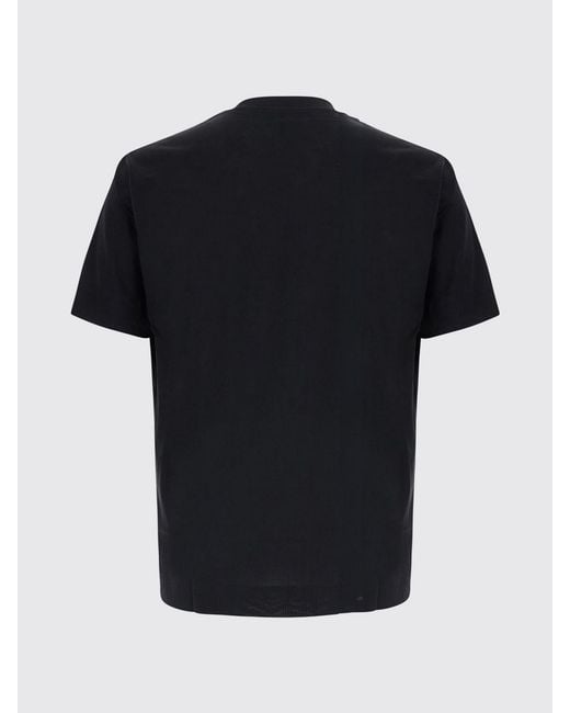 Emporio Armani Black Lyocell And Cotton Blend T-Shirt With Eagle Logo for men