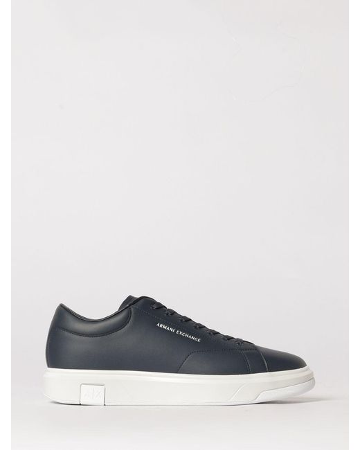 ARMANI EXCHANGE Blue Leather Sneakers for men