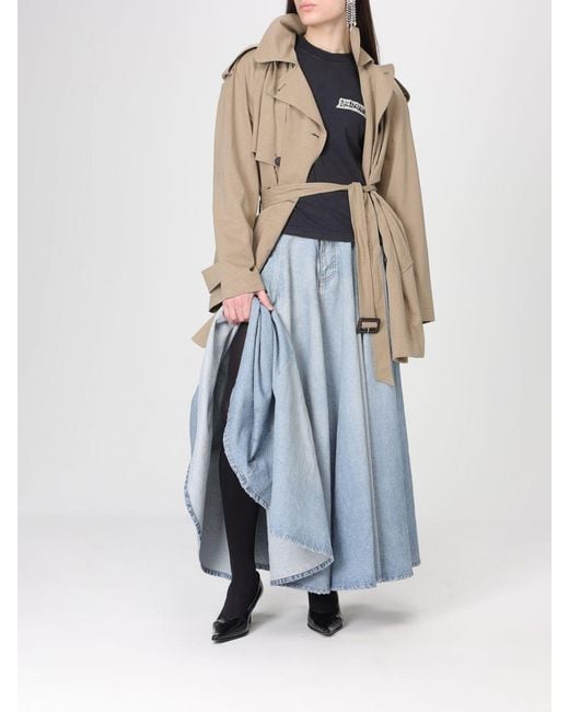 Balenciaga Blue Cotton Denim Midi Skirt