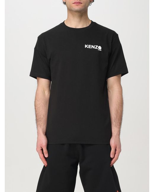 KENZO Black Comfortable Cotton Blend Basic T-Shirt With Short Sleeves for men