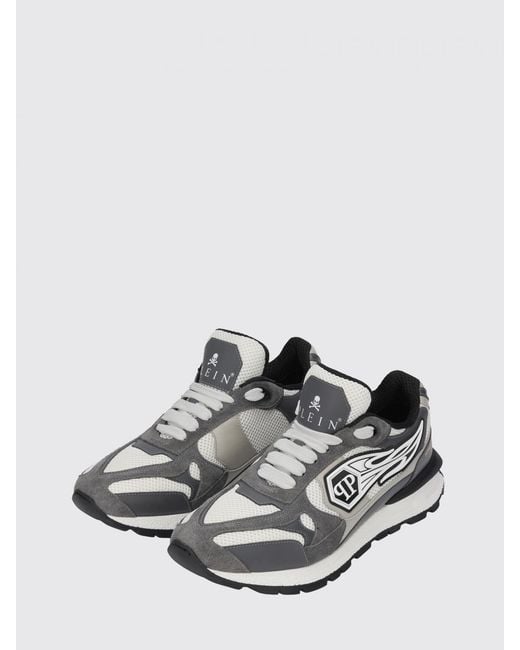 Philipp Plein White Leather And Mesh Sneakers for men