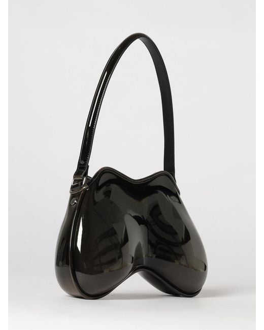 DIESEL Black Double-D Patent Leather Bag