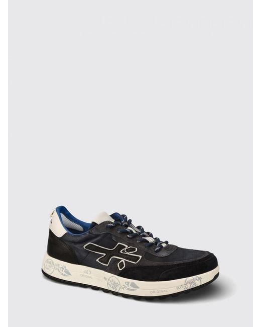 Premiata White Nous Suede And Mesh Sneakers for men