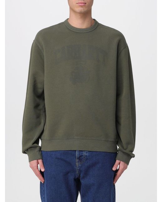Carhartt Green Crew-Neck Sweatshirt With Logo for men