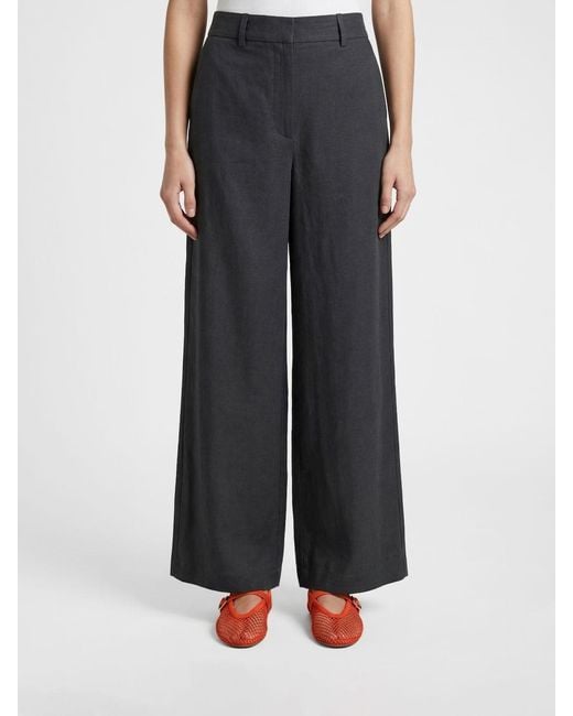 Giorgio Armani Black Wide Leg Linen Trousers