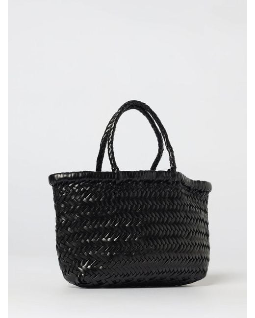 Dragon Diffusion Black Mini Flat Gora Woven Leather Bag
