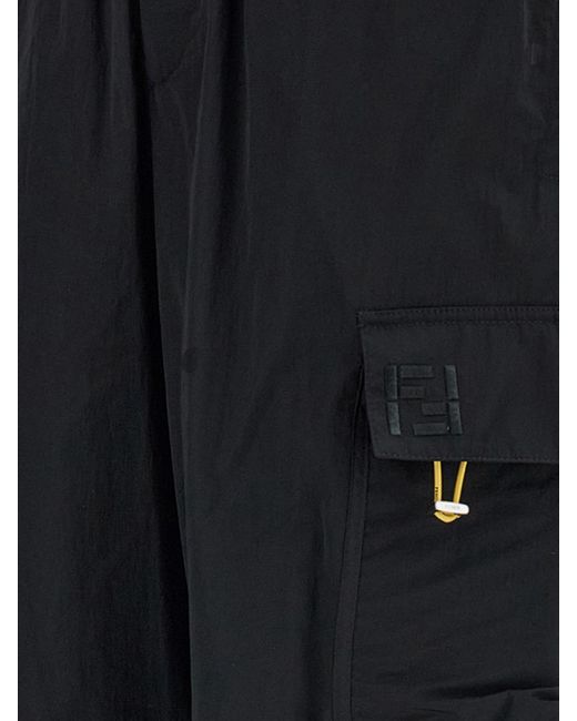 Fendi Black Nylon Cargo Trousers for men