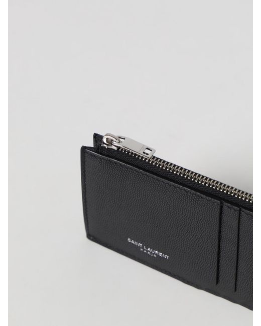 Saint Laurent Black Grain De Poudre Leather Credit Card Holder for men