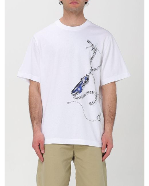 T-shirt in cotone con stampa di Burberry in White da Uomo