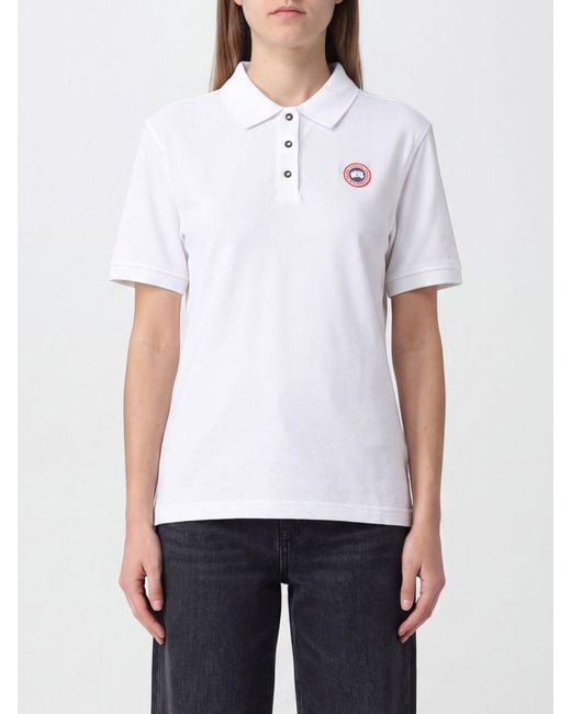Canada Goose White Slim Fit Cotton Polo Shirt With Contrast Logo