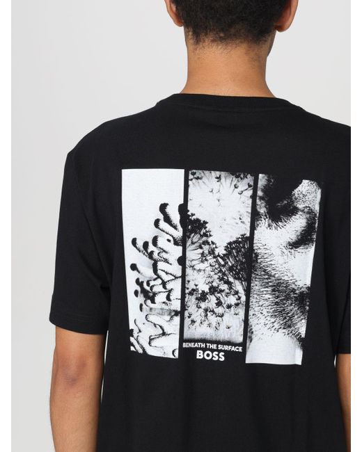 T-shirt in cotone con stampa grafica di Boss in Black da Uomo