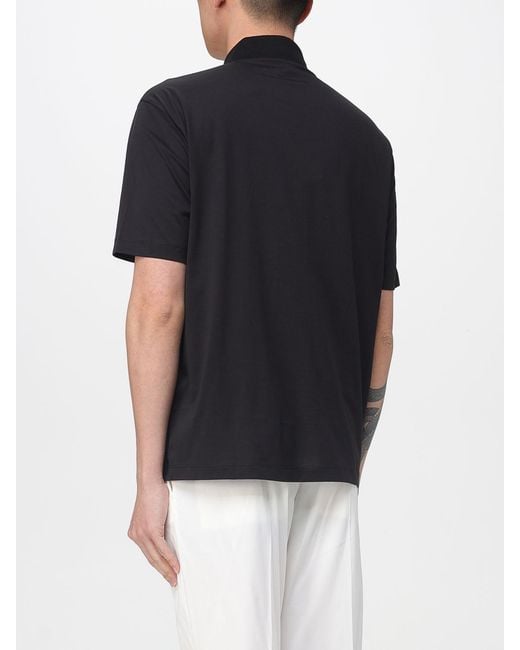 Emporio Armani Black Cotton Polo Shirt for men