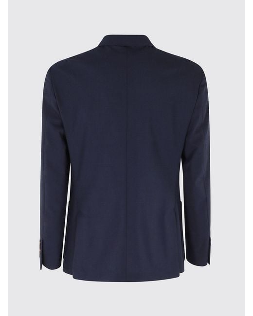 Eleventy Blue Single-Breasted Virgin Wool Blazer for men